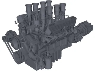 Jaguar XJ13 Engine and Gearbox 3D Model preview