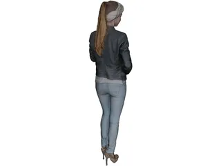 Woman Jeans High Heels 3D Model preview