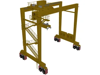 RTG Container Port Crane 3D Model preview