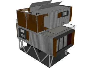 Shipping Container Home 3D Model preview