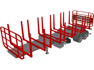 Wood Trailer 3D Model preview