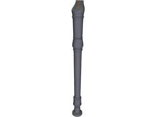 Tenor Recorder Flute 3D Model preview