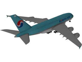 Airbus A380 Korean Air 3D Model preview