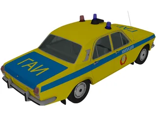 GAZ-24 Volga Soviet Police (1967) 3D Model preview