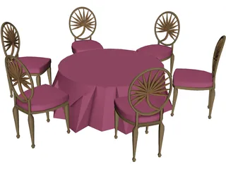 Table and Chairs 3D Model preview