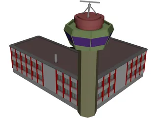 Control Tower with Airport Building 3D Model preview