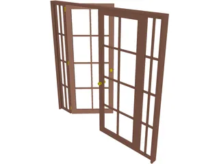 French Doors 3D Model preview