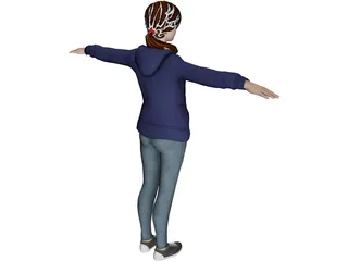 Hoodie Girl 3D Model preview