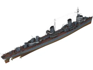 Soviet destroyer Leningrad 3D Model preview