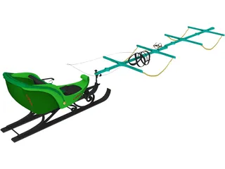Santa Sleigh 3D Model preview