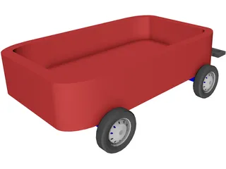 Children Red Wagon 3D Model preview