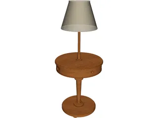 Rounded Table with Lamp 3D Model preview