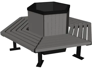 Hexagonal Bench 3D Model preview