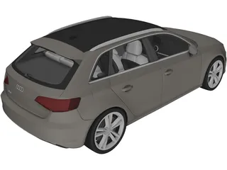 Audi A3 Sportback (2015) 3D Model preview
