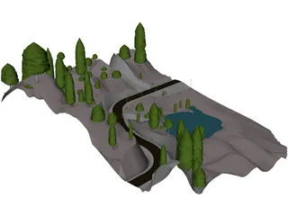 Alps Valley 3D Model preview