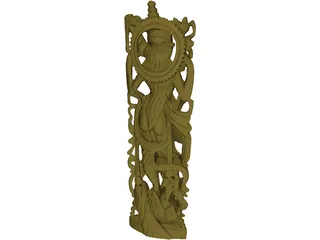 Hindu Lakshmi Statue 3D Model preview
