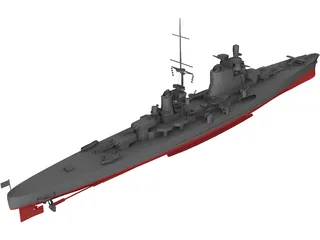 Heavy Cruiser Warship 3D Model preview