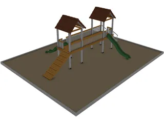 Games Area with Two Slide 3D Model preview