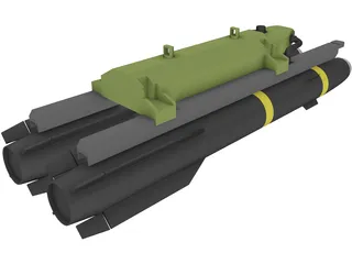 Hellfire Missile with Launcher 3D Model preview