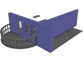 Dining Room with Balcony 3D Model preview