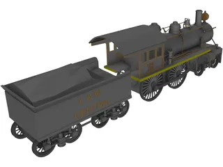 Steam Locomotive 3D Model preview