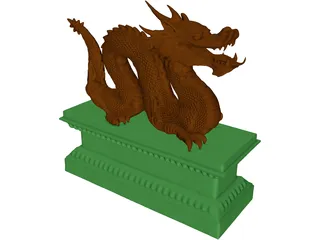 Chinese Dragon Statue 3D Model preview