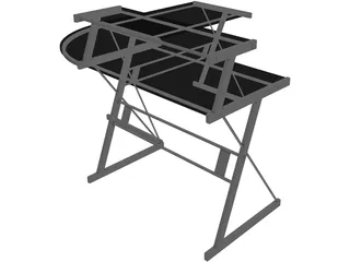 Black Metal Desk 3D Model preview