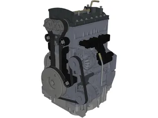 Diesel Engine 3 Cylinder 3D Model preview