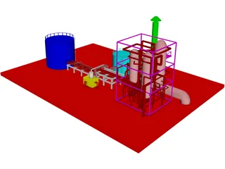 Oil Refinery 3D Model preview