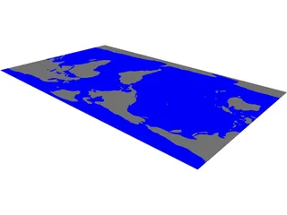 World Earth Flat with States 3D Model preview