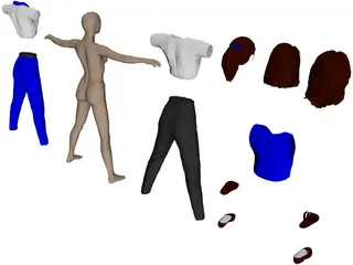 Woman [+Clothes] 3D Model preview