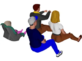 Family in Car 3D Model preview