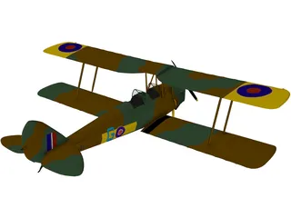 de Havilland DH-82A Tiger Moth 3D Model preview