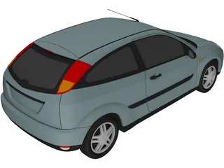 Ford Focus Hatchback 3-Door (1999) 3D Model preview