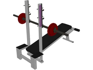 Declined Press Bench 3D Model preview