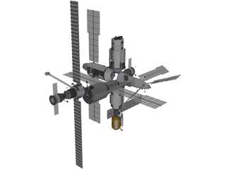 Mir Space Station 3D Model preview