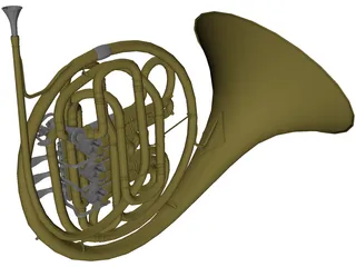 French Horn 3D Model preview