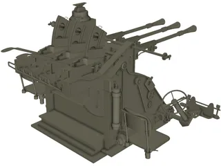 Type 96 Japanese Triple AA Gun (25 mm) 3D Model preview