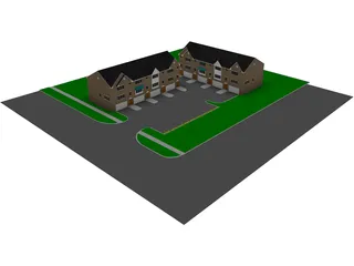 Modern 4-Story Condo Building 3D Model preview