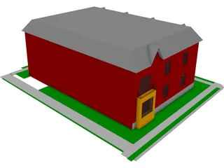 St. Louis-style Homes or Apartments 3D Model preview