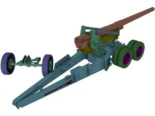 M1 Gun (155 mm) 3D Model preview