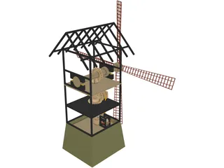 Windmill Wood 3D Model preview