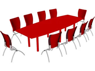 Knoll Conference Table and Chairs 3D Model preview