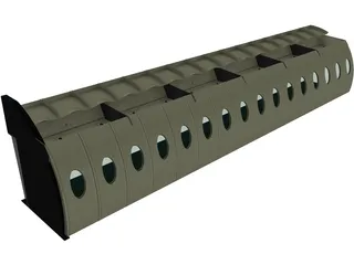 Airline Interior Half Section 3D Model preview