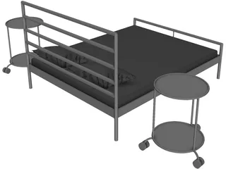 IKEA Heimdal Bed and Sidetable 3D Model preview