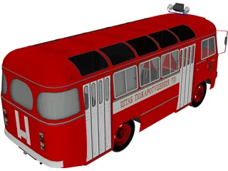 PAZ 672 Soviet Fire Department 3D Model preview
