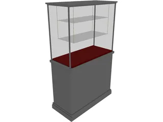 Glass Vitrine with Wooden Base 3D Model preview