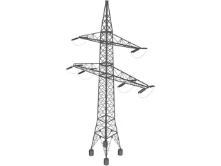 High Voltage Electric Power Transmission Pylon 3D Model preview