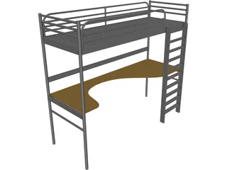 Endo Bed and Desk 3D Model preview