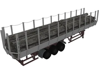 Logging Truck Trailer 3D Model preview
